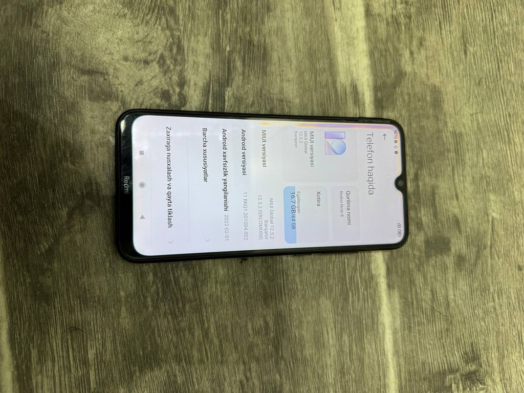 Redmi Note 8, 64 GB ichki xotira, ishlaydi, oq dog'i bor image 4