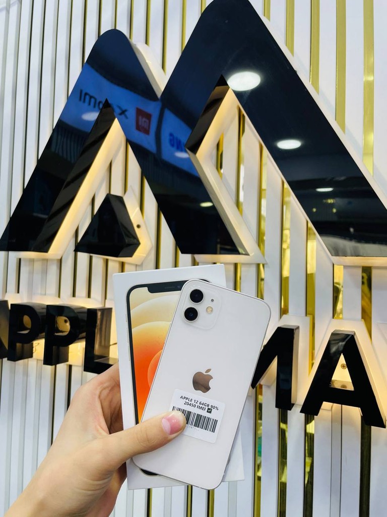 iPhone 12 64GB White - batareya 91%, qutisi bor, 30 kun garanti image 1