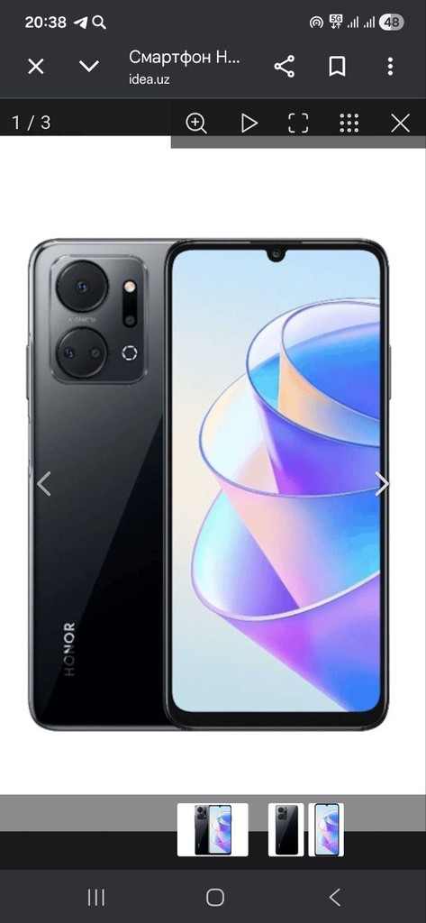 honor X7A - 4GB RAM + 128GB, qora rang, ideal holat image 1