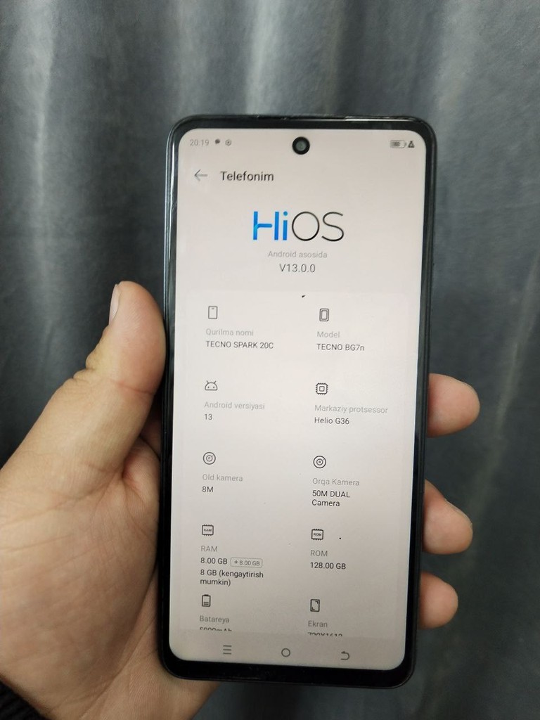 Tecno 20, 128GB, RAM 8+8, Qora image 2