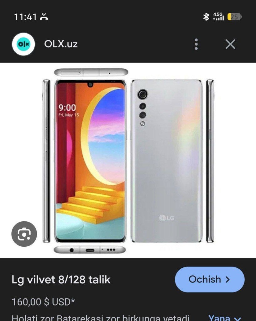 LG Velvet 8/128GB, LIKE_NEW, 10 kun kafolat image 1
