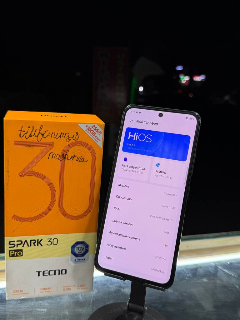 Tecno Spark 30 Pro — Yaxshi holatda, 2 SIM, 1 hafta garantiya image 1